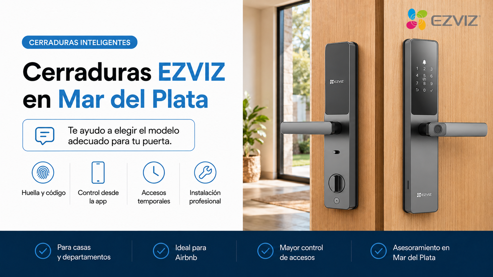 Cerraduras EZVIZ en Mar del Plata: modelos e instalación profesional